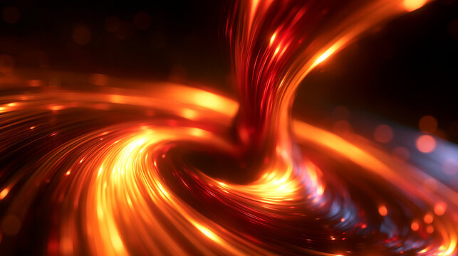 Abstract Fiery Energy Vortex Swirling with Glowing Light Lines