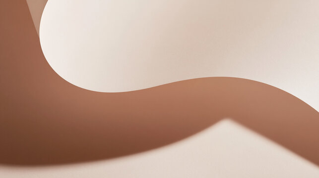 Abstract Beige Curved Paper Background with Soft Shadows