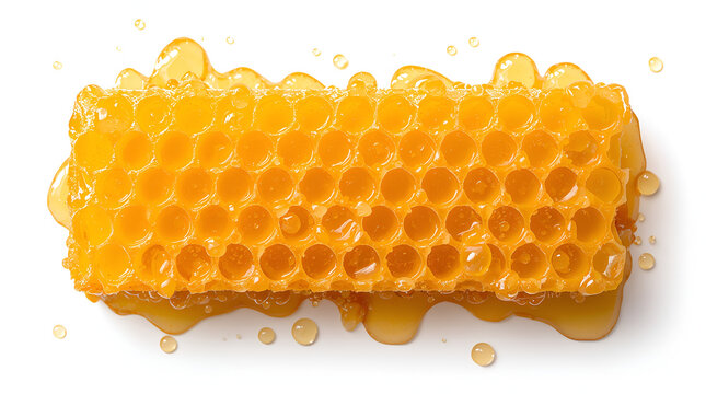 Fresh raw honeycomb with sweet liquid honey drip honeycomb dripping breakfast