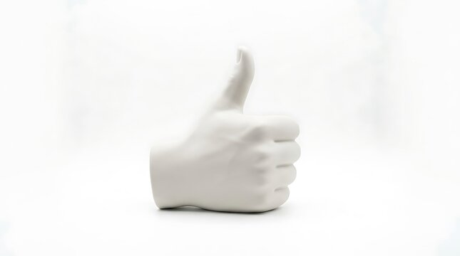 White Ceramic Hand Sculpture Making a Thumbs Up Gesture