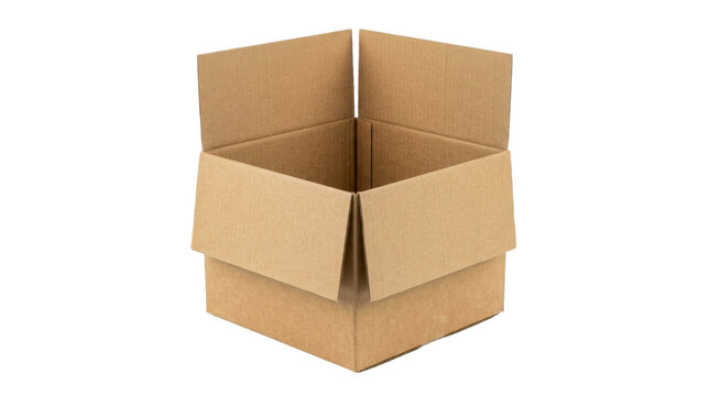 Empty open cardboard box PNG file on a transparent background