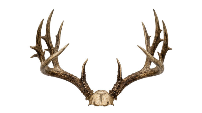 Large whitetail deer antlers on a transparent background PNG image file