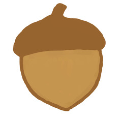 Cute Colored Pencil Autumn Acorn Illustration © 초아 단미