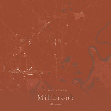 Terracotta Map of Millbrook, United States | Warm Earth Tone Wall Art