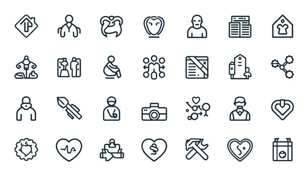 Collection of various linear icons for web and mobile interfaces