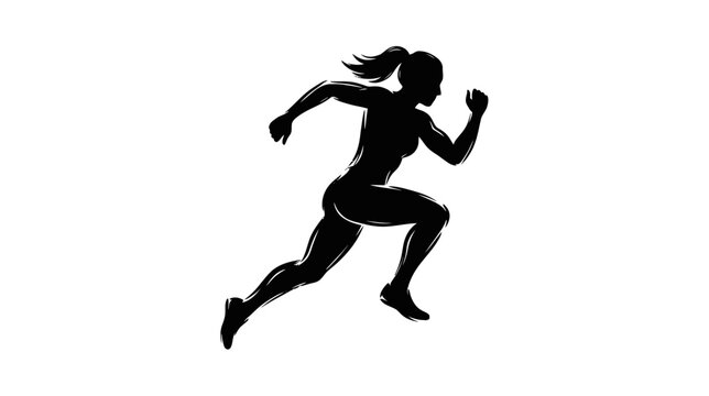 Silhouette of a Woman Running, Athletic Stance
