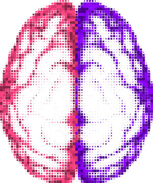 Pixelated brain icon representing modern digital intelligence concepts