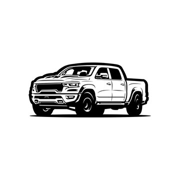 Double cabin AWD vehicle pickup truck vector isolated