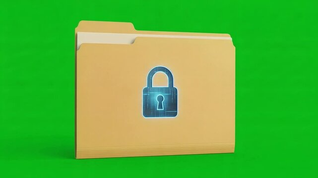 Locked folder icon to represent security and data protection on a bright green background