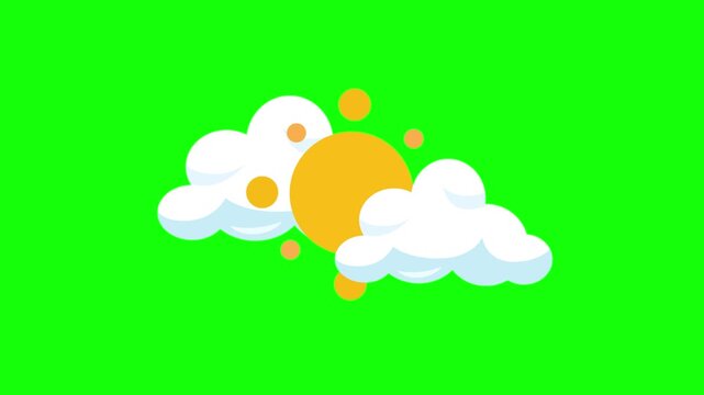 Sun Floating with Turtle on Green Screen Chroma Key Background