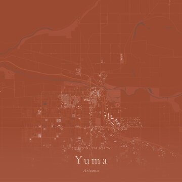 Terracotta Map of Yuma, United States | Warm Earth Tone Wall Art