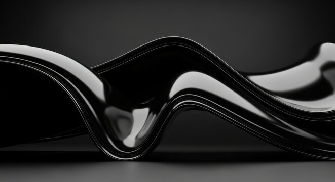 Glossy Black Liquid Abstract Wave Form