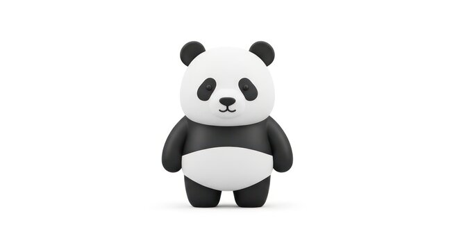 Cute toy panda bear standing alone.