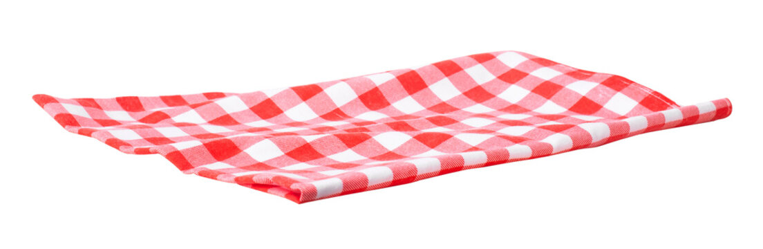 Selective focus.Red color placemat or tablecloth diecut.For decoration food menu