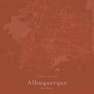 Terracotta Map of Albuquerque, United States | Warm Earth Tone Wall Art