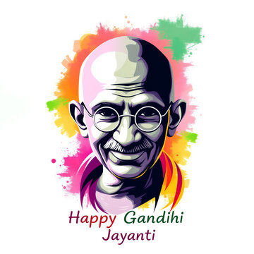 Gandhi Jayanti Celebration Poster with Mahatma Gandhi Portrait and Peaceful Tribute