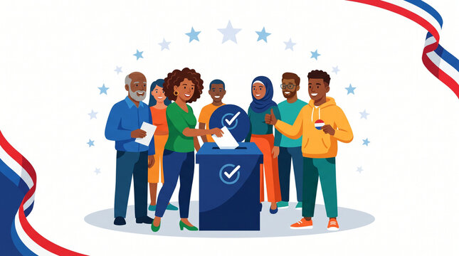 Diverse Group of People Casting Ballots in Election