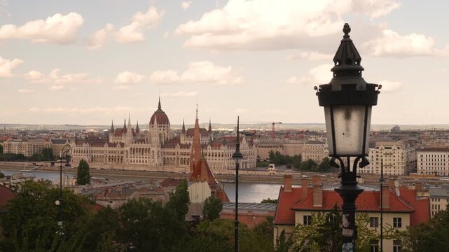 Parliament from Castle Hill Budapest Hungary sunny summer day
