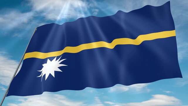 Nauru Flag Seamless Loop 4k 60fps on Sky Background