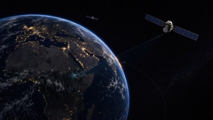 Satellite Internet Constellation Over Africa and Europe © NongVan