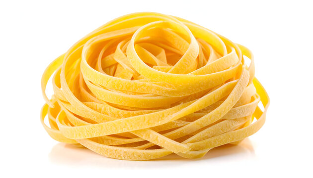 Egg noodles nest piled loosely showing irregular hand cut shapes creating rustic honest mood generative AI