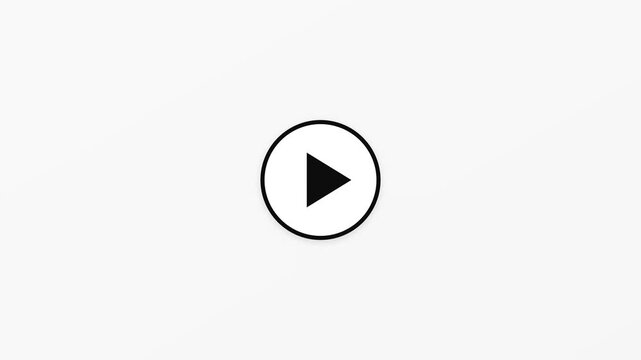 Play button interface icon rendered as a minimalist digital motion graphic element for interactive media content providing seamless user navigation within modern high quality video animation