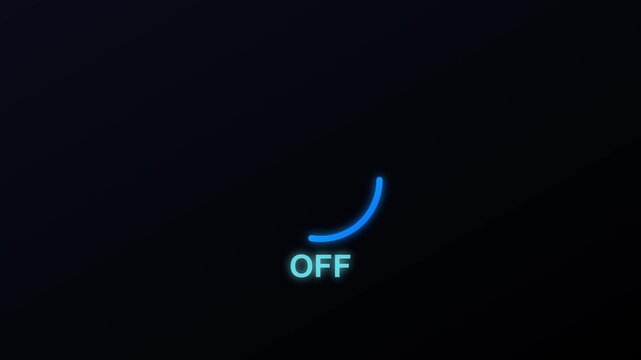 Glowing circular interface button featuring a blue progress animation loading sequence for digital settings on a sleek dark background video