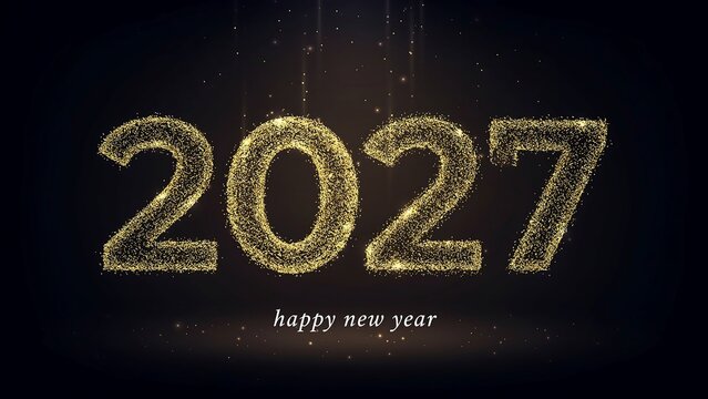 Happy new year 2027 celebration with glittery numbers design