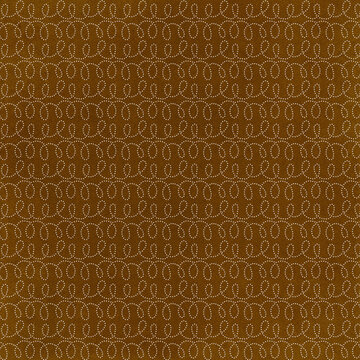 Brown seamless dotted loop pattern with decorative stitched lines. Textile-inspired background for fabric, wallpaper, wrapping paper, scrapbook and handmade craft designs.