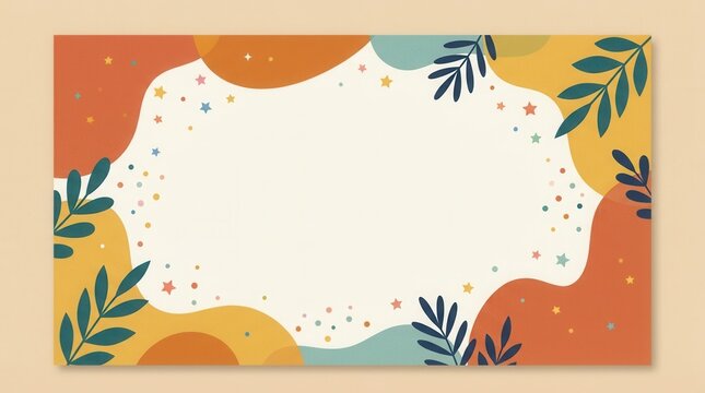 Warm abstract background featuring organic shapes and confetti stars for elegant celebrations.