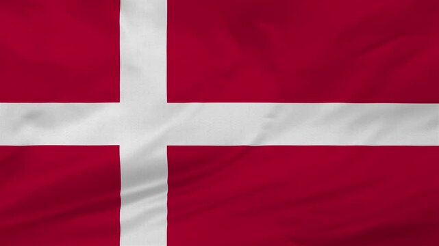 Denmark flag waving, close-up of Denmark national flag, animated flag 4k video background