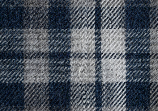 Blue and gray plaid tartan fabric wool texture