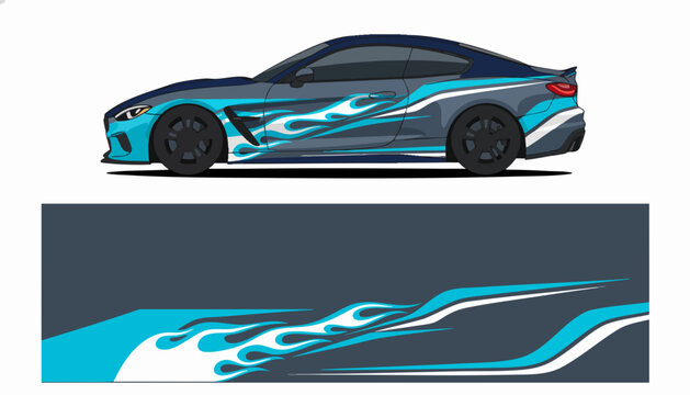 Abstract Racing Car Side Body Decal Design.