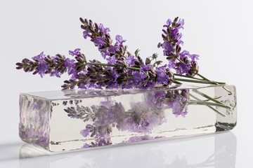 Obraz premium Clear Glass Vase with Lavender Flowers