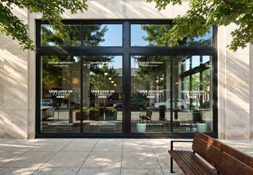Storefront Bar Restaurant Glass Street View Mockup