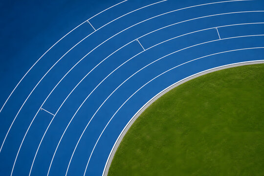 Blue Running Track Curve From Above