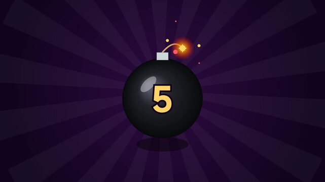 Animated countdown timer on a cartoon bomb with a lit fuse