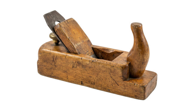 Antique wooden hand plane tool PNG Isolated on transparent background