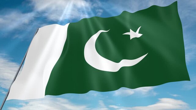 Pakistan Flag Seamless Loop 4k 60fps on Sky Background