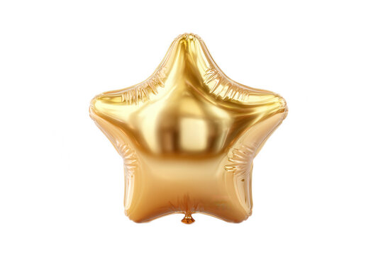 Gold Star Foil Balloon Isolated on White Background