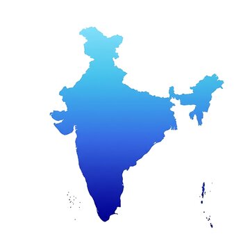 Gradient blue map silhouette of india on a clean white background with gradient
