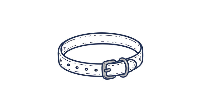 Hand drawn leather belt illustration with metal buckle on white background, vector sketch for fashion and accessories design
