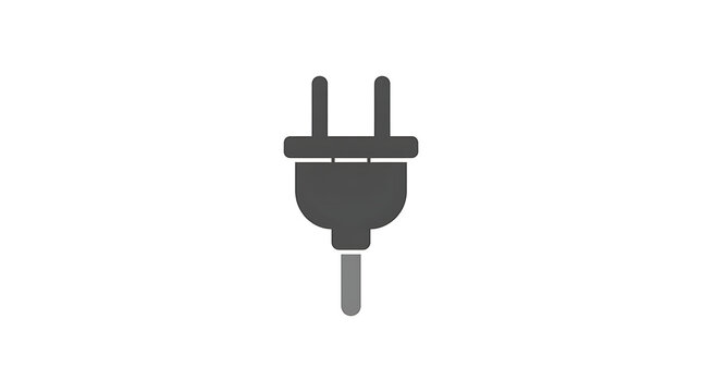 Electrical power plug icon on white background, simple flat design symbol for electricity and energy connection