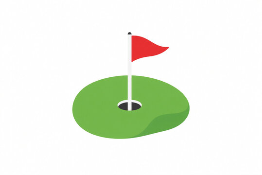 Campo verde de golf con icono de bandera