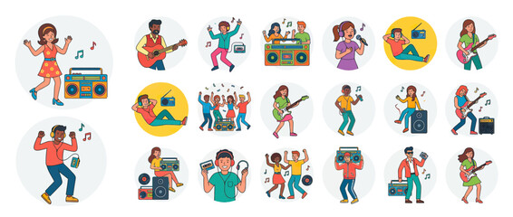 Diverse People Enjoying Music and Dancing Collection
