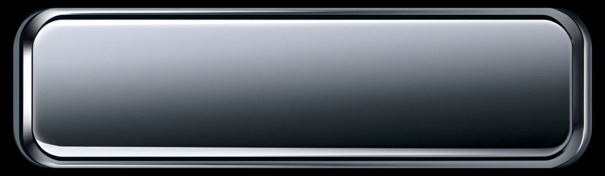 Chrome silver 3D metallic, shiny, and glossy with a high gloss for the cta, button frame, and web button on a transparent background