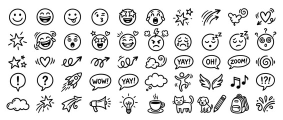 Hand-drawn Emoticon and Doodle Icons Collection