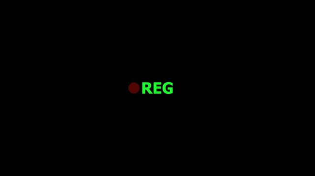 Recording Icon Button Animation on Alpha Channel, rec text camera recording icon blink animation, interface of video recorder digital display in white and no background .4K video animation.