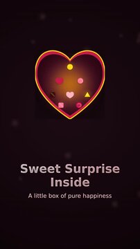 Heart Shaped Candy Box Opening with Glowing Candies and Text Reveal