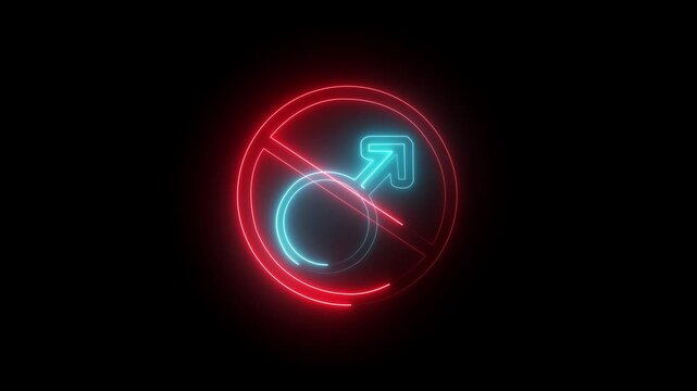 Glowing neon line Gender icon not allow animation. glowing gender symbol video footage.4k video animatio.